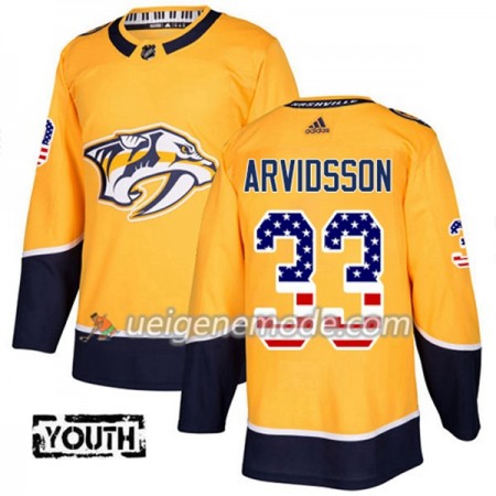 Kinder Eishockey Nashville Predators Trikot Viktor Arvidsson 33 Adidas 2017-2018 Gold USA Flag Fashion Authentic